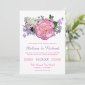 Elegant roze Camellia Flower Wedding Invitation Kaart (Staand voorkant)