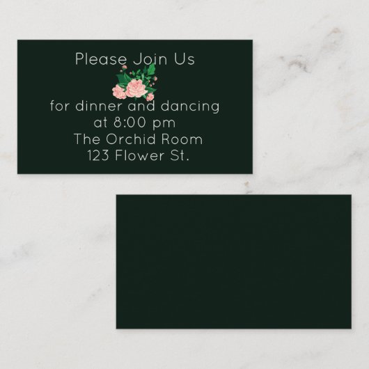 Elegant roze Camellia Reception Informatiekaartje (Voorkant / Achterkant)