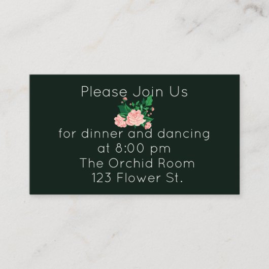 Elegant roze Camellia Reception Informatiekaartje (Voorkant)