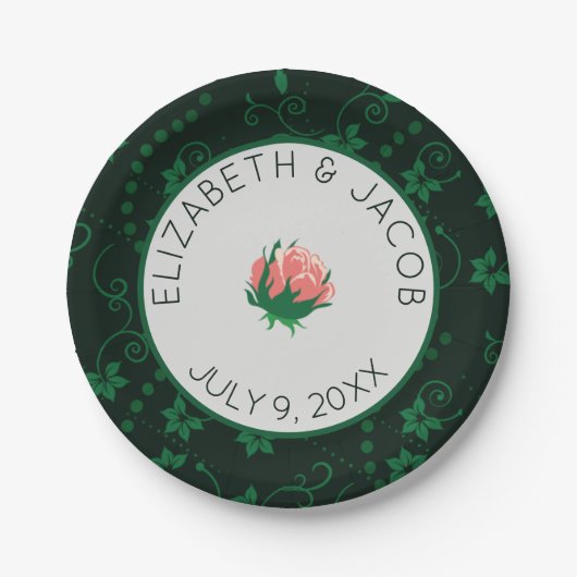 Elegant roze Camellia Wedding Papieren Bordje (Voorkant)