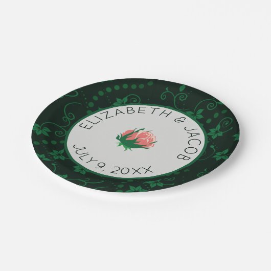 Elegant roze Camellia Wedding Papieren Bordje (Gekanteld)