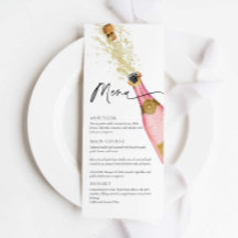 Elegant Roze Champagne Thema Menu Kaart