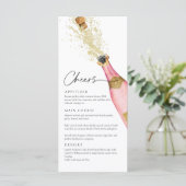 Elegant Roze Champagne Thema Menu Kaart (Staand voorkant)