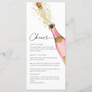 Elegant Roze Champagne Thema Menu Kaart