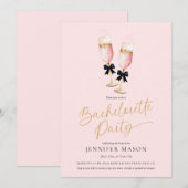 Elegant roze champagne vrijgezellenfeest kaart (Voorkant / Achterkant)