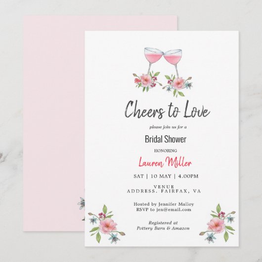 Elegant Roze Cheers om van Vrijgezellenfeest te ho Aankondiging (Voorkant / Achterkant)