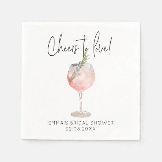 Elegant Roze Cheers to Love Vrijgezellenfeest Napk Servet (Voorkant)