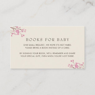 Elegant roze Cherry Blossom Books for Baby Informatiekaartje