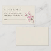 Elegant roze Cherry Blossom Diaper Raffle Ticket Informatiekaartje (Voorkant / Achterkant)