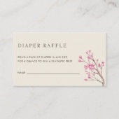 Elegant roze Cherry Blossom Diaper Raffle Ticket Informatiekaartje (Voorkant)