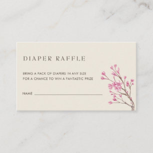 Elegant roze Cherry Blossom Diaper Raffle Ticket Informatiekaartje