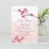 Elegant roze Cherry Blossom Floral Baby shower Kaart (Staand voorkant)