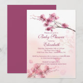 Elegant roze Cherry Blossom Floral Baby shower Kaart (Voorkant / Achterkant)