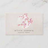 Elegant roze Cherry Blossom Floral Linen Kijk uit Visitekaartje (Voorkant)
