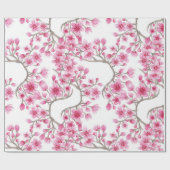 Elegant roze Cherry Blossom Floral Waterverf Cadeaupapier (Vlak)