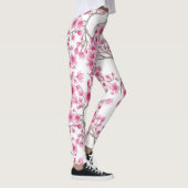 Elegant roze Cherry Blossom Floral Waterverf Leggings (Rechts)