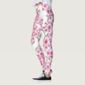 Elegant roze Cherry Blossom Floral Waterverf Leggings (Links)
