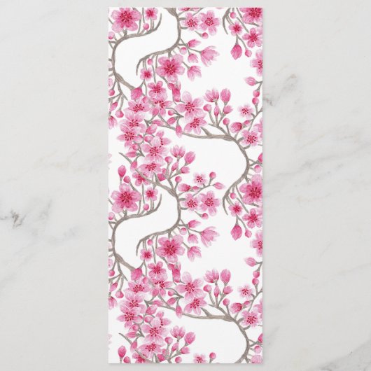 Elegant roze Cherry Blossom Floral Waterverf Menu (Achterkant)