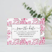 Elegant roze Cherry Blossom Floral Waterverf Save The Date (Staand voorkant)