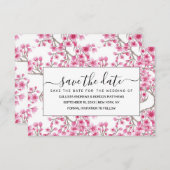 Elegant roze Cherry Blossom Floral Waterverf Save The Date (Voorkant / Achterkant)