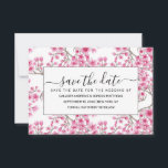 Elegant roze Cherry Blossom Floral Waterverf Save The Date<br><div class="desc">Dit elegante, artsy en girale bloempatroon is perfect voor de zomer of het voorjaar. Hij is voorzien van handbeschilderde zwarte roze, bessen roze, helder rood en stoffige bruine Japanse kersen bloesem bloemen, bloei en takken bovenop een eenvoudige witte achtergrond. Het is , modern, lief, uniek, trendy en origineel. Stijlvol met...</div>