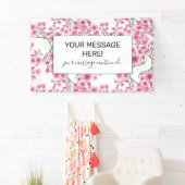 Elegant roze Cherry Blossom Floral Waterverf Spandoek (Insitu)