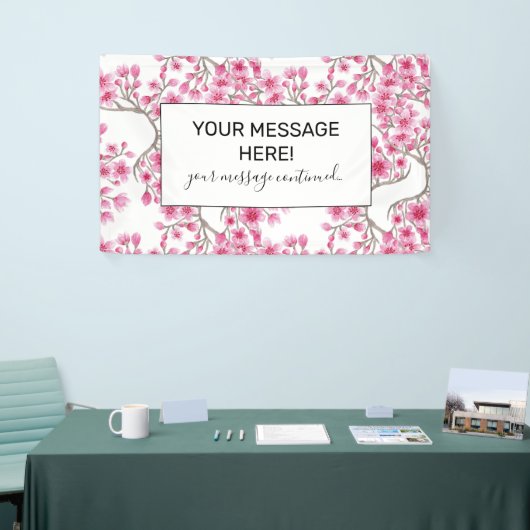 Elegant roze Cherry Blossom Floral Waterverf Spandoek (Beurs)