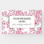 Elegant roze Cherry Blossom Floral Waterverf Spandoek (Horizontaal)