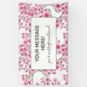Elegant roze Cherry Blossom Floral Waterverf Spandoek (Verticaal)