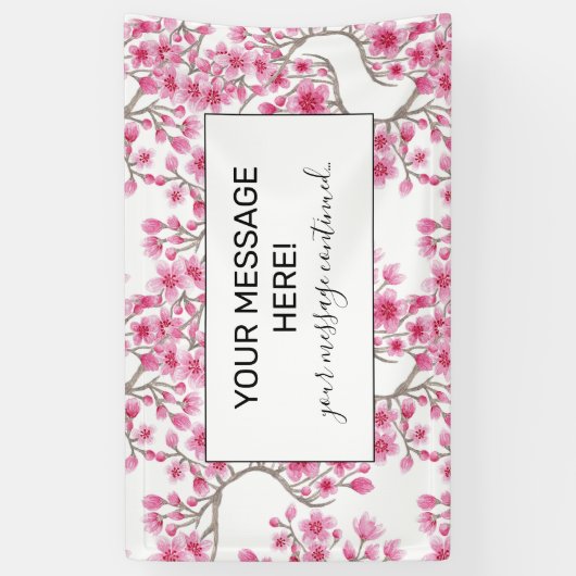 Elegant roze Cherry Blossom Floral Waterverf Spandoek (Verticaal)
