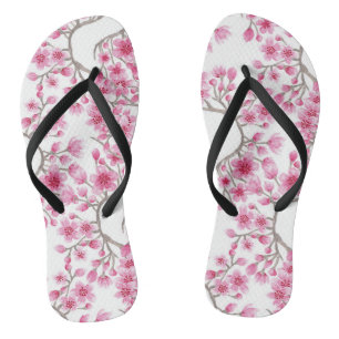 Elegant roze Cherry Blossom Floral Waterverf Teenslippers