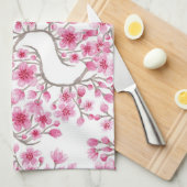 Elegant roze Cherry Blossom Floral Waterverf Theedoek (Quarter Fold)
