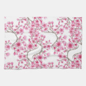 Elegant roze Cherry Blossom Floral Waterverf Theedoek (Horizontaal)