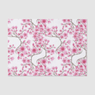 Elegant roze Cherry Blossom Floral Waterverf Tissuepapier