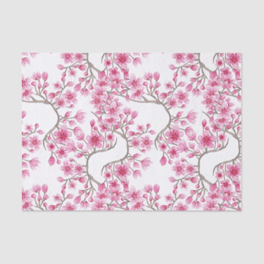 Elegant roze Cherry Blossom Floral Waterverf Tissuepapier (Voorkant)