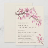 Elegant roze Cherry Blossom Gender onthulling Kaart (Voorkant / Achterkant)