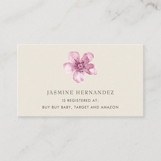 Elegant roze Cherry Blossom Gift Registry Informatiekaartje (Voorkant)