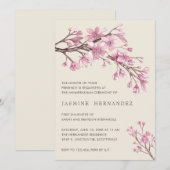 Elegant roze Cherry Blossom Girl Annaprashan Kaart (Voorkant / Achterkant)