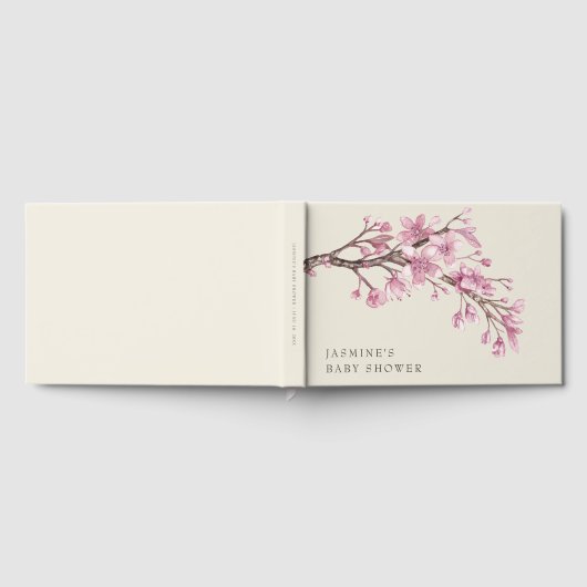 Elegant roze Cherry Blossom Girl Baby shower Gastenboek (Volledig)