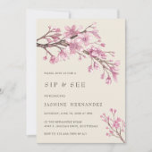 Elegant roze Cherry Blossom Girl Sip and See Kaart (Voorkant)
