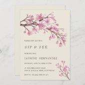 Elegant roze Cherry Blossom Girl Sip and See Kaart (Voorkant / Achterkant)