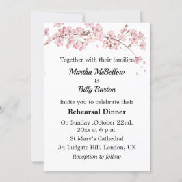 Elegant roze Cherry Blossom Rehearsal Dinner Kaart