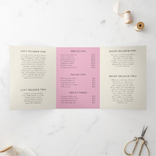 Elegant roze Cherry Blossom Salon Trifold Brochure Drieluik Kaart (Binnen)