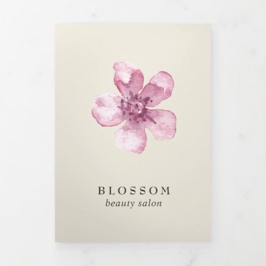 Elegant roze Cherry Blossom Salon Trifold Brochure Drieluik Kaart (Cover)