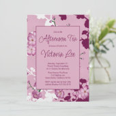 Elegant roze Cherry Blossom vanmiddag Tea Kaart (Staand voorkant)