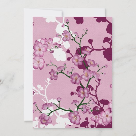 Elegant roze Cherry Blossom vanmiddag Tea Kaart (Achterkant)