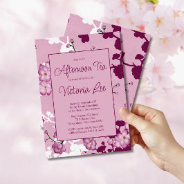 Elegant roze Cherry Blossom vanmiddag Tea Kaart