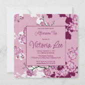 Elegant roze Cherry Blossom vanmiddag Tea Square Kaart (Voorkant)