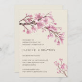 Elegant roze Cherry Blossom Wedding Postponement Aankondiging (Voorkant / Achterkant)