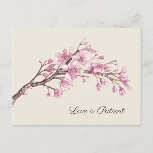 Elegant roze Cherry Blossom Wedding Postponement Aankondigingskaart (Voorkant)